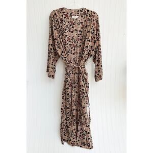 The Great Floral Cotton Robe Cream Red Black Lounge Sleepwear Belted Small Small